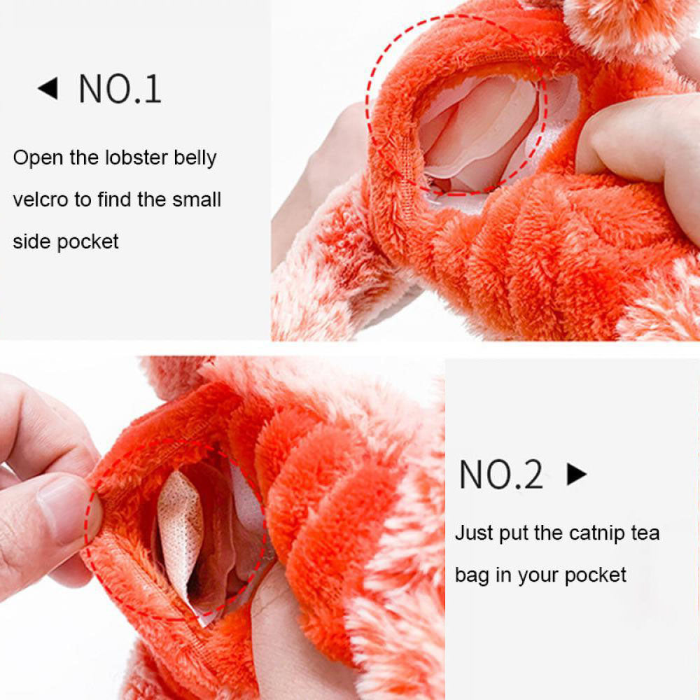 Jumping Lobster Plush USB Charging Interactive Cat Toy with Catnip
