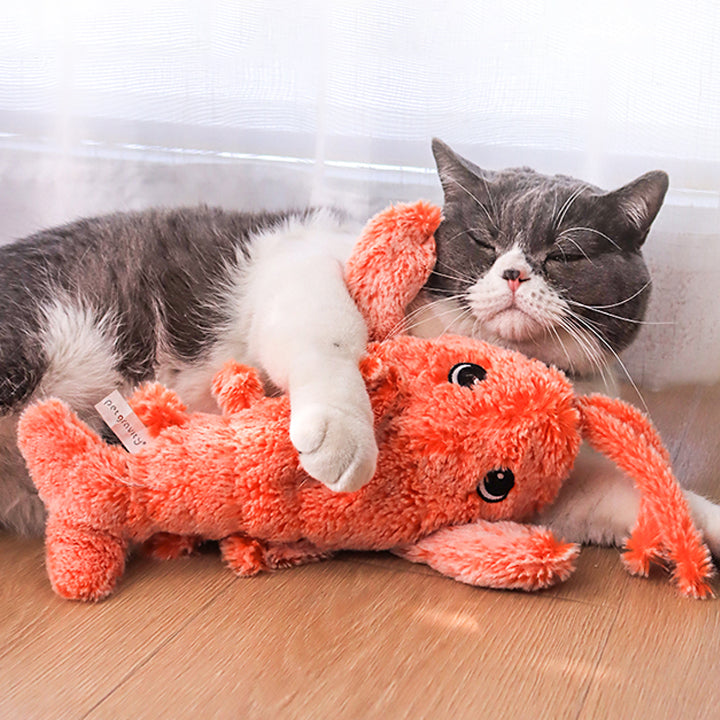 Jumping Lobster Plush USB Charging Interactive Cat Toy with Catnip